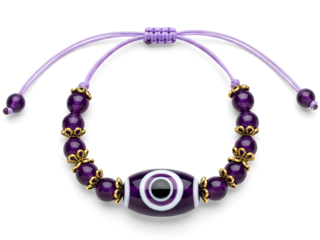 Vibrant purple tones Rakshabandhan evil eye Rakhi on white or transparent background