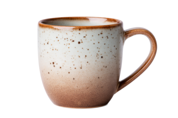 Coffee mug with a brown and white design