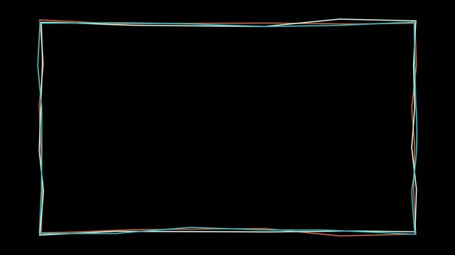 Animated frame with colorful dancing wavy lines forming a rectangle on black background
