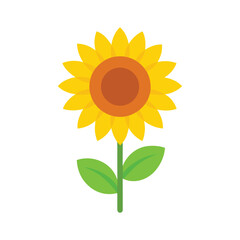 Sunflower Icon with Bright Yellow Petals