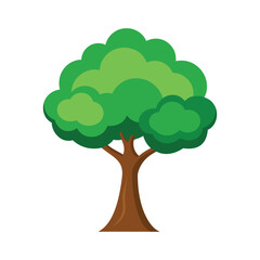 Green Tree Icon with Leaves