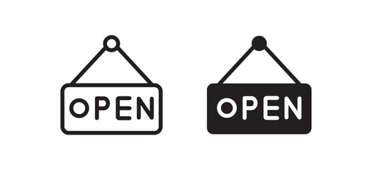 Open sign line icon vector illustration set.Treasure chest icon design. simple stroke line vector
