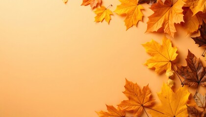 Fototapeta premium Captivating autumn leaves arrangement on a warm background nature still life cozy environment overhead view seasonal beauty