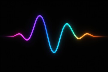 Colorful neon sound wave equalizer on black background audio music