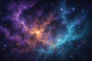 Naklejka premium Cosmic Nebula With Swirling Purple Blue and Orange Gas Clouds and Stars Keywords: nebula, space, galaxy, cosmos, stars, universe, astronomy, celestial, cosmic, gas, cloud, swirling, vibrant