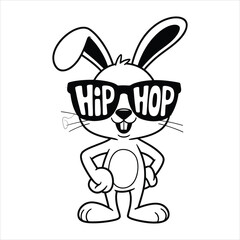 Hip Hop Bunny with Sunglasses Vector