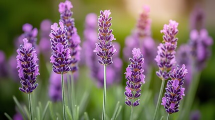 Obraz premium Close - up of Blooming Lavender Flowers in a Garden 