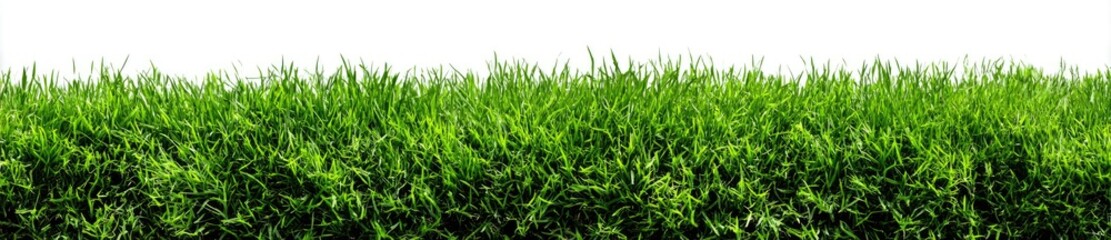 Fototapeta premium Lush green grass field against white background