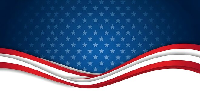 Abstract american flag wave background with stars and stripes, symbolizing patriotism and celebration