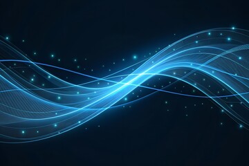 Conceptual blue smoke patterns above wooden surface with dark black background. Elegant glowing abstract curves perfect for science presentations and tech-inspired visuals.