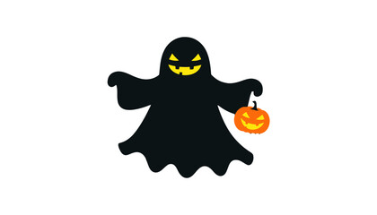 Spooky Halloween Ghost with Jack-o'-lantern Festive Illustration