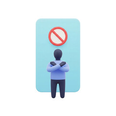 3D Design Prohibited Sign & Crossed Arms - Digital Illustration