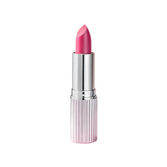 Elegant pink lipstick with silver casing on black background