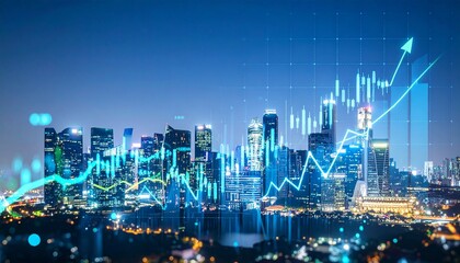 Generated image graph going up profit on cityscape