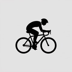 Obraz premium Cyclist silhouette on bicycle black white