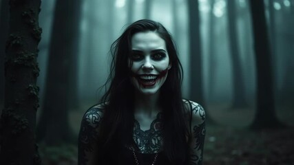 vampire woman in a dark forest.