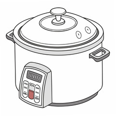 White rice cooker with digital display kitchen appliance
