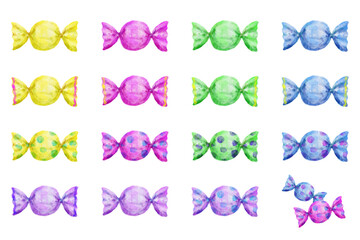 手描きのカラフルなアメ　キャンディ