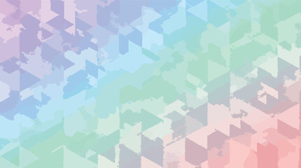 Soft pastel gradient of geometric shapes in a watercolor texture vector illustration.