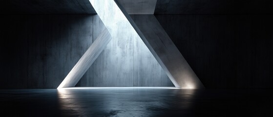 Obraz premium Abstract design showcasing stark contrasts between illuminated openings, matte textures, and angular formations.