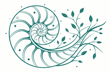 Obraz premium Organic spiral design with flowing branches and leaves