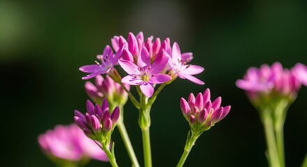 Close up of a vibrant pink cluster flower in full bloom during a sunny day in the garden