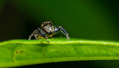 Close-up of jumping spider on leaf