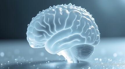 Obraz premium Glowing transparent brain with neural connections and particles