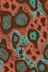 Fototapeta premium Abstract Cubism stones marbles with leopard dots and pebbles vector hand style drawn trendy different style jaguars and animal skin seamless pattern suitable for printing on surface and womenswear 