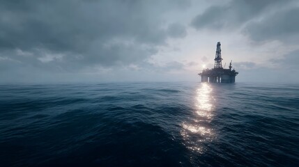 Oil drilling platform in the open sea