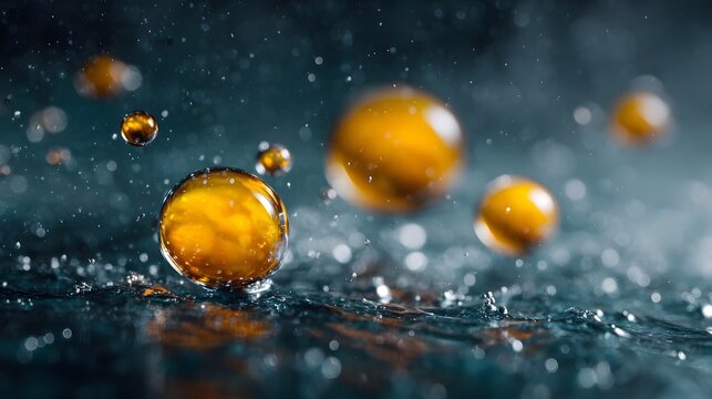 Floating oil bubbles in a scientific experiment setup