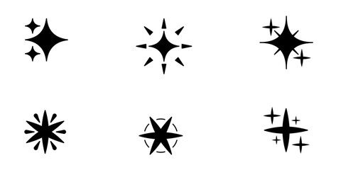 Black Star Icon Set – Minimalist Vector Symbols for Graphic Design