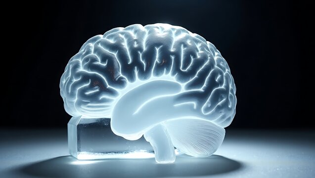 Glowing human brain model with intricate neural pathways - Powered by Adobe