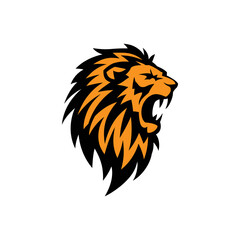 Fierce Roaring Lion Head Mascot Logo Design on White Background