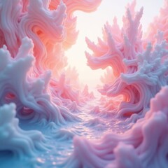 Fototapeta premium Dreamlike Pastel Landscape of Wispy Organic Forms and Gentle Light