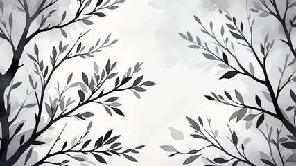 Abstract watercolor style art combination of art gray and gray themed background. Tree branches textured art with sense of colors