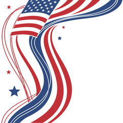 Merican Flag Waving with Stars and Stripes on White Background for Patriotic Celebrations, Memorial Day, and Independence Day