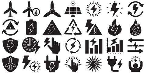 Electricity and energy icon set. Vector illustration. EPS 10/AI