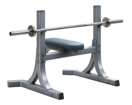 Weight bench gym equipment squat rack barbell fitness station metal exercise workout strength training photo realistic