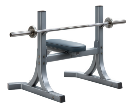 Weight bench gym equipment squat rack barbell fitness station metal exercise workout strength training photo realistic