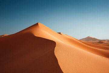 stunning summer landscape featuring majestic sand dunes of morocco under clear blue sky