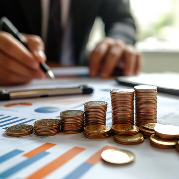 Young indian business man working on financial planning