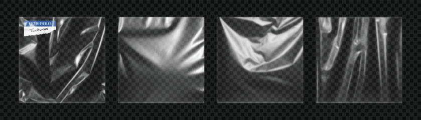 Plastic Wrap Bag Mockup with Vinyl Cover and Transparent Overlay for Package with Tape and Film. Realistic Design for Packaging and Branding Projects