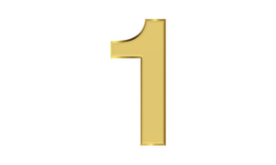 The number 1 with 3d shiny gold foil effect