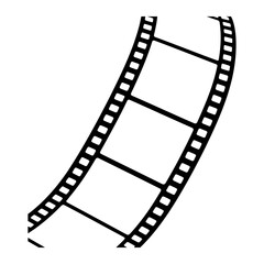 Naklejka premium Black film strip with perforations curving upwards movie cinema