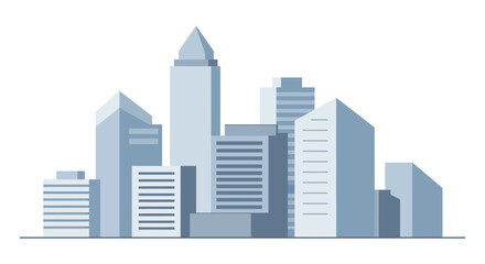 City skyline with modern buildings and skyscrapers in shades of blue