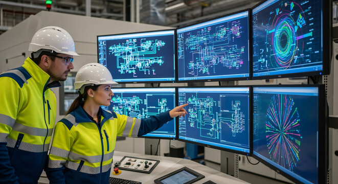 Engineers Collaborating on Industrial Control System Monitoring
