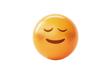 Yellow emoji face expressing happiness and contentment isolated on transparent background