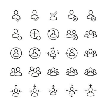 People and User Management Icons &ndash; Line Style Vector Set for Team and Profile