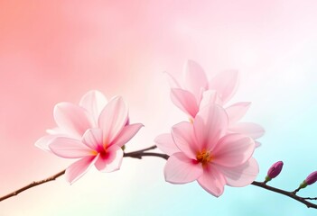 Dreamy pastel ombre background, translucent magnolia blossoms layered for ethereal effect,  design,  nature